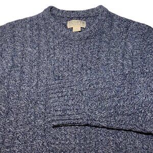 EUC Duluth Trading 100% Shetland Wool Sweater Men’s Size Medium Blue Cable Crew